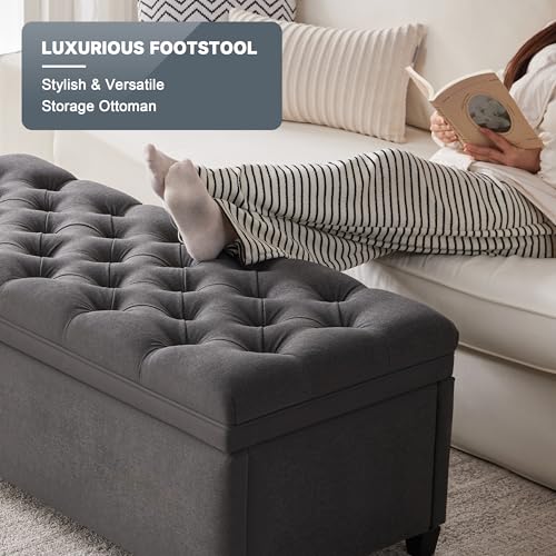 Mangodan Storage Ottoman Bench, Tufted Ottoman with Storage for Living Room, Large Modern Entryway Benchs