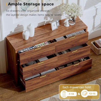 55.12" Modern Chest of Drawer, 6 Deep Drawers, Clothes Organizer, view 4