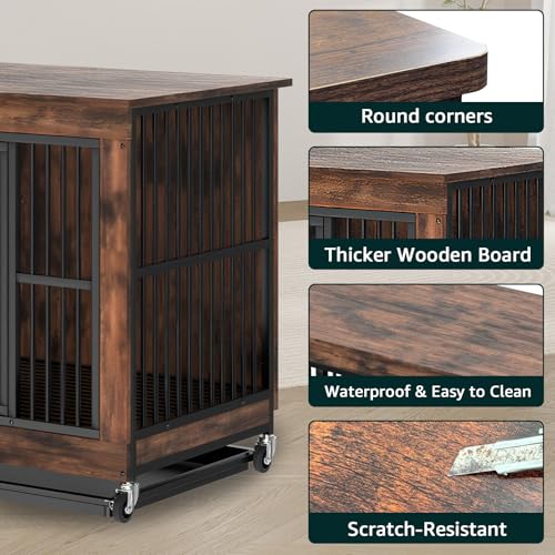 98 cm Wooden Dog Crate End Table for Large Dogs, view 5