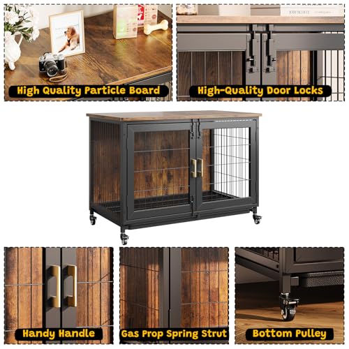 37.4 Inch Wooden Dog Crate Furniture for Small-Medium-Large Dogs, view 5