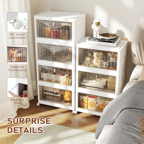 Closet Organizers and storage with Wheels, 23QT White, view 5