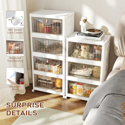 Closet Organizers and storage with Wheels, 23QT White, view 5