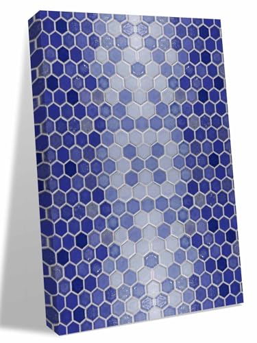NuYeBiofx Abstract Purple Hexagon Lattice Canvas Wall Art Prints,48"x32" Framed Picture Artwork Geometric Honeycomb Grid Printed Canvas Oil Painting for Living Room Bedroom Office,Ready to Hang