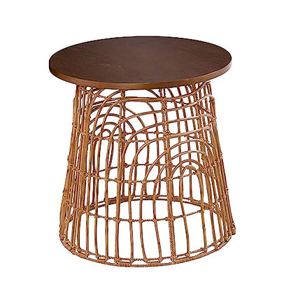 Weaverdon Round Accent Table - Transitional Design, Natural Rattan - Fully Assembled - Ideal for Living Room, Bedroom (OC1153706)