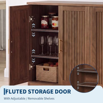 55.5” Fluted Sideboard Buffet Cabinet with 4 Doors, view 6