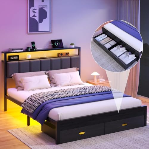 Queen Bed Frames with Storage Drawer, view 7