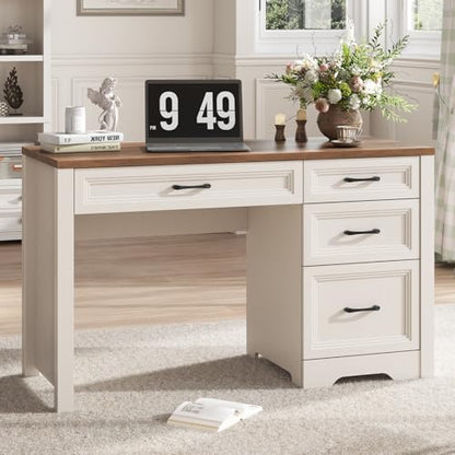 Farmhouse Executive Desk with Drawers, Home Office Desk with File Drawer, view 2