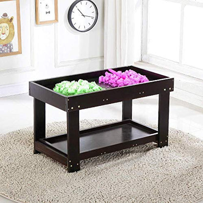Kids Activity Table with Board for Bricks Activity Play Table (Dark Brown), view 6
