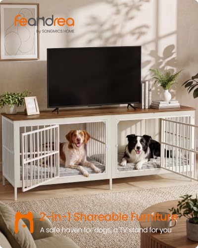 70.9" Dog Crate Furniture, Heavy Duty Double Dog Cage with Divider, view 3