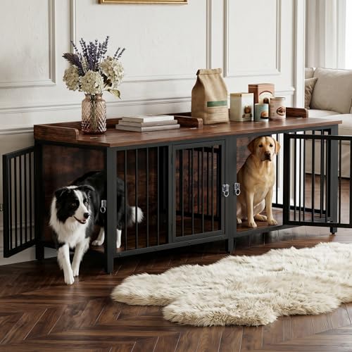 78.7" Dog Crate Furniture for 1 or 2 Dogs with 4 Doors, view 2