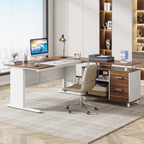 63 Inch Executive Desk with File Cabinet, view 5