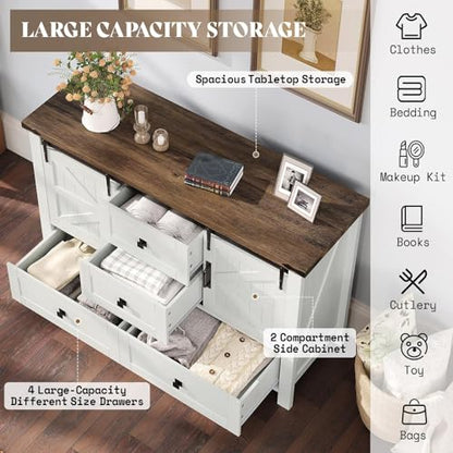 2PCS Farmhouse Dresser Set with Sliding Barn Doors, view 6