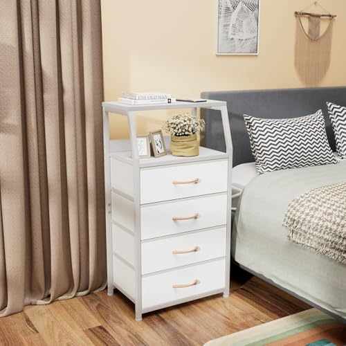 Tall Nightstand with 4 Fabric Drawers, Small Dresser for Bedroom, view 7