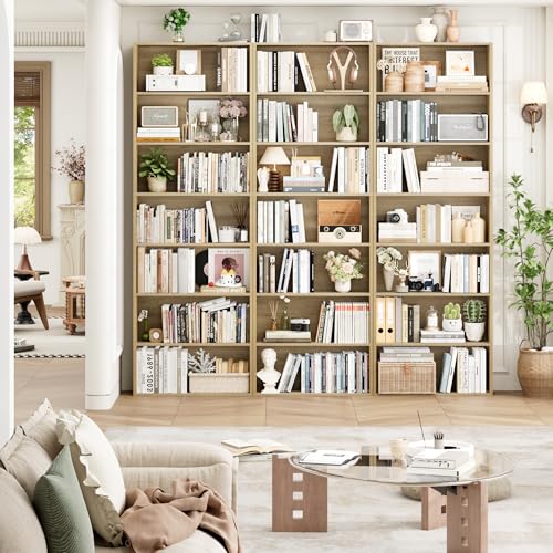 82" Tall Bookshelf, 7-Tier Open Shelves Bookcase, Freestanding Display Storage Shelves, Tall Bookcase Home Decor Furniture for Home Office, Living Room, Bedroom, Light Oak