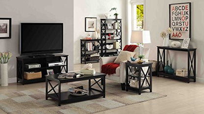 Oxford End Table 15.75" - Modern Living Room Table with Storage Shelves, Transitional Nightstand Side Table for Home Decor and Display, Black