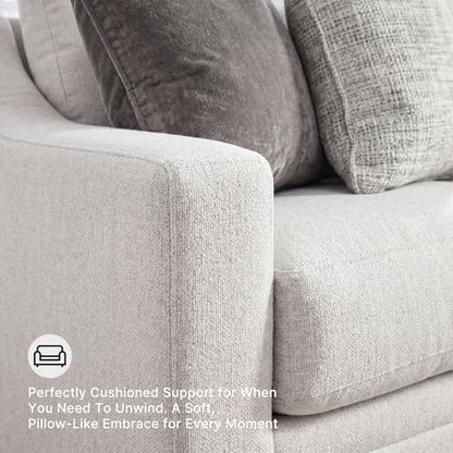 Signature Design by Ashley Maitelynn Sofa, No Assembly Required 88 Inch Contemporary 3 Seater Couch, Sag-Resistant Springless Platform Foundation for Living Room, Light Gray Chalk