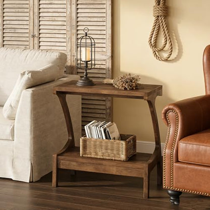 Solid Wood End Table with Storage Shelf, Small Accent Table for Living Room, Bedroom, or Office, Easy Assembly, Compact Side Table for Tight Spaces