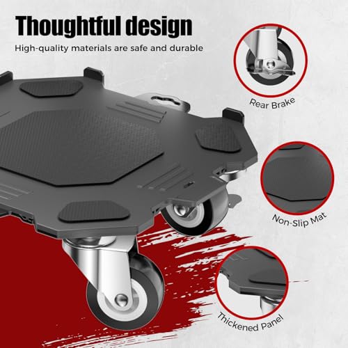 Upgraded Furniture Dolly Movers 5 Wheel Heavy Duty 2000LBS Capacity Carbon Steel Panel 360° Rotating Casters Furniture Slider for Sofa Refrigerator Piano (Black, 6in)