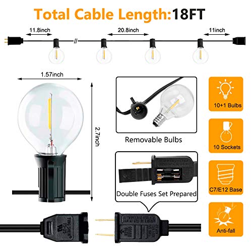 18Ft Outdoor Patio String Lights, view 4