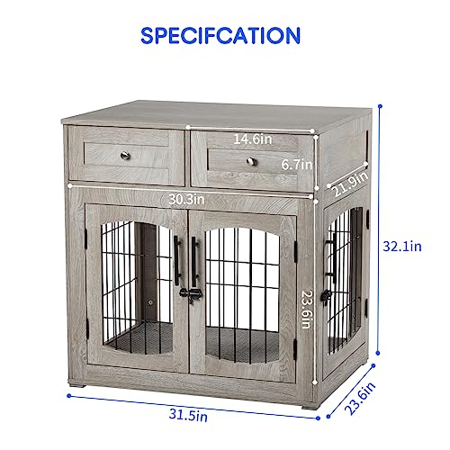 Hipicute Dog Crate Furniture with Drawers, Wooden Kennel for Large Breed Dogs, view 7