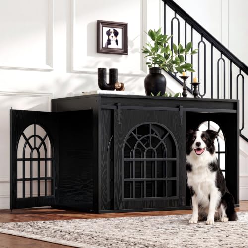 45.1" Dog Crate Furniture with Sliding Barn Door, view 2