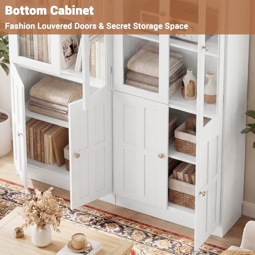 80" Bookshelf with Glass Doors and Adjustable Shelves, Set of 2, view 6