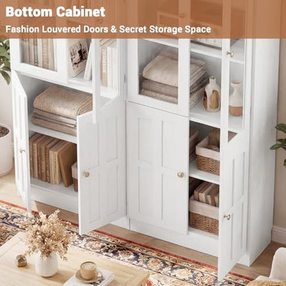 80" Bookshelf with Glass Doors and Adjustable Shelves, Set of 2, view 6