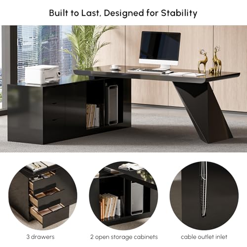 70.9" Modern L-Shape Executive Desk, view 5