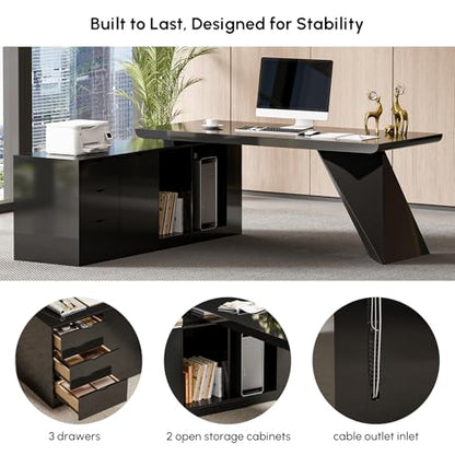 70.9" Modern L-Shape Executive Desk, view 5