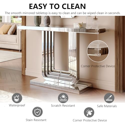 Silver Mirrored Console Table, view 4