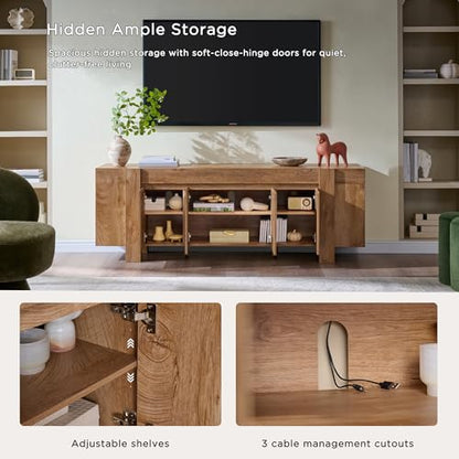 70" Modern Farmhouse TV Stand for TVs up to 80 Inch, Light Knotty, view 7