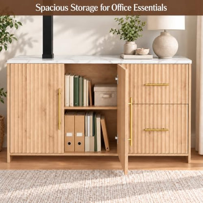 55" L-Shaped Electric Standing Desk with Drawers and Storage Cabinet, view 7