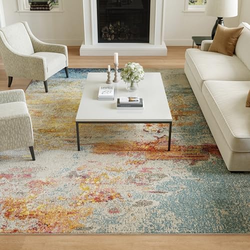 Home Celestial Sealife 7'10" x 10'6" Area Rug - Easy Clean, Non Shedding, Bed Room, Living Room, Dining Room, Kitchen (8' x 11')