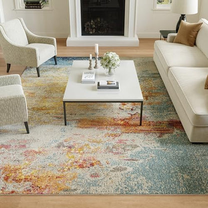 Home Celestial Sealife 7'10" x 10'6" Area Rug - Easy Clean, Non Shedding, Bed Room, Living Room, Dining Room, Kitchen (8' x 11')