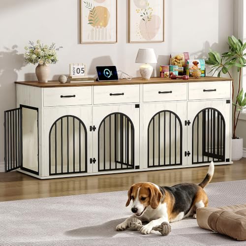 77.6 in Dog Crate Furniture for 2 Dogs, Double Dog Cage Furniture, view 2