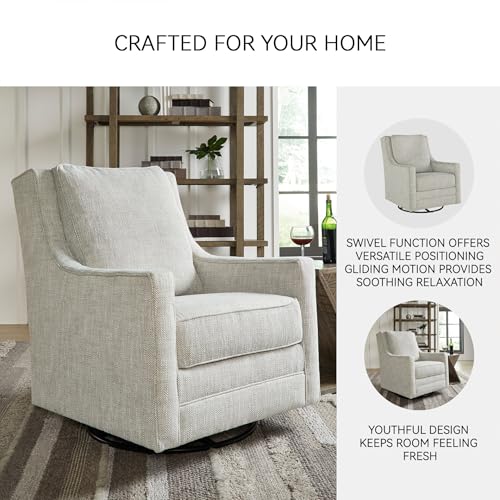 Signature Design by Ashley Kambria Casual Upholstered Swivel Glider Accent Chair, Gray