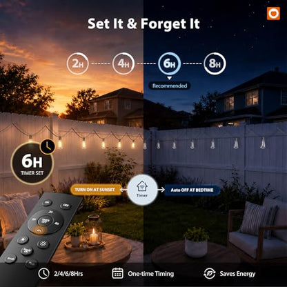 198FT Outdoor String Lights for Outside with Remote Waterproof Patio Lights, view 7
