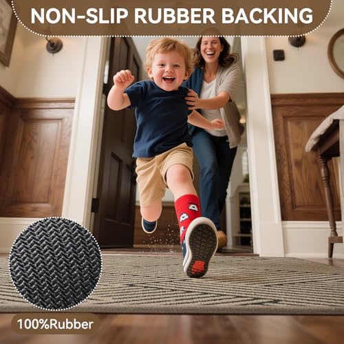 Front Door Mat Indoor Outside Entrance Non-Slip Mats Brown 17"x30", view 7