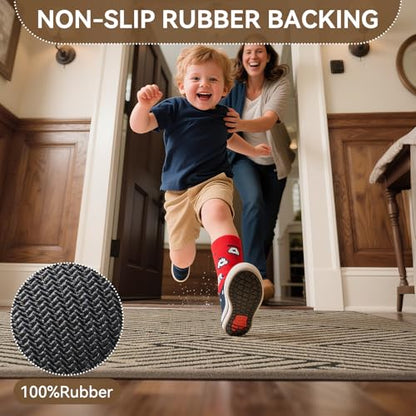 Front Door Mat Indoor Outside Entrance Non-Slip Mats Brown 17"x30", view 7