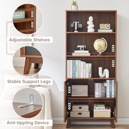 71-Inch Tall Freestanding Bookcase with Storage Doors, view 7