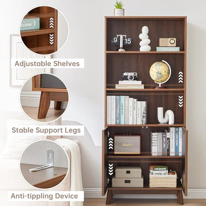 71-Inch Tall Freestanding Bookcase with Storage Doors, view 7