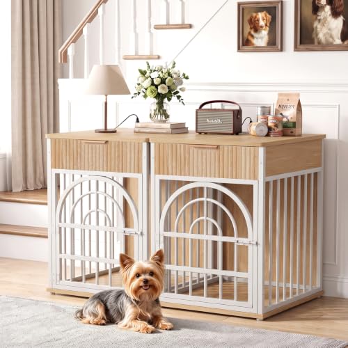 Dog Crate Furniture, Wooden Dog Kennel for Small Breed,Yellow Oak, view 7