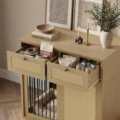 Wooden Dog Crate Furniture, Left Unit, 40 Inch, Light Oak, view 3