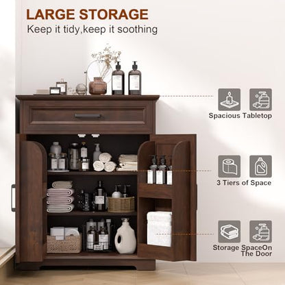 Kitchen Storage Cabinet with Drawer, Buffet Cabinet with Storable Door, Modern Floor Sideboard, Cherry Freestanding for Kitchen