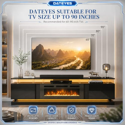 80 Inch Fireplace TV Stand for TVs up to 90", view 5