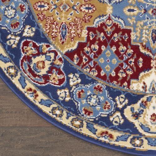 Home Grafix Multicolor 5'3" x Round Area Rug - Easy Clean, Non Shedding, Bed Room, Living Room, Dining Room, Kitchen (5' x Round)
