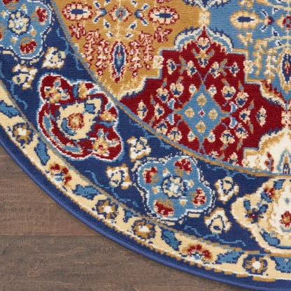 Home Grafix Multicolor 5'3" x Round Area Rug - Easy Clean, Non Shedding, Bed Room, Living Room, Dining Room, Kitchen (5' x Round)