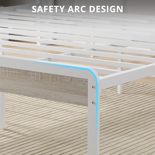 Queen Bed Frame with 2-Tier Storage Shelf Headboard, view 8