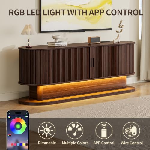 60" Fluted TV Stand with Power Outlet for TVs up to 65", view 4