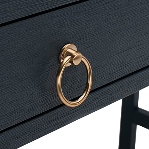 Solid Wood Navy Desk with Glam Gold Hardware, view 6